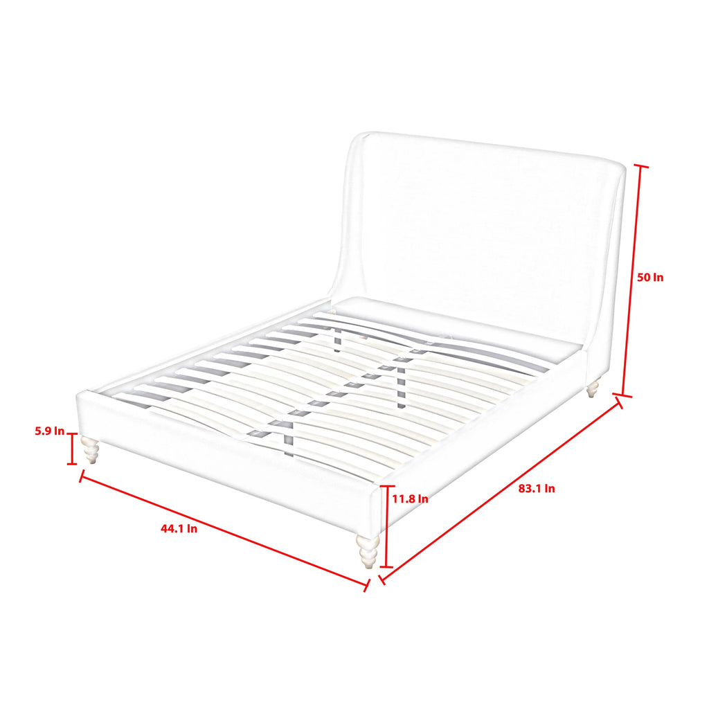 Cream White Tufted Linen Twin Size Bed Frame E519018