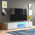 High Gloss White LED Light TV Stand with Storage, Shelves K770709
