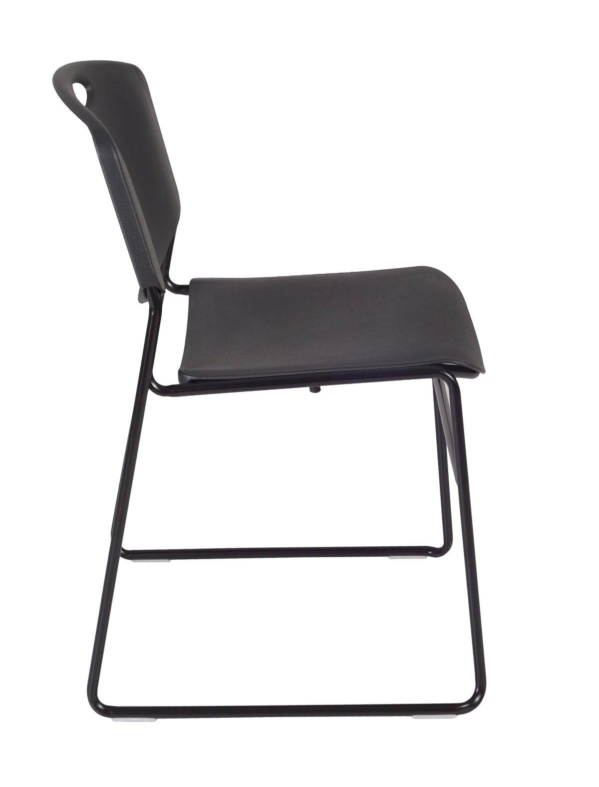 Beige Round Breakroom Table with 4 Black Stack Chairs I713543