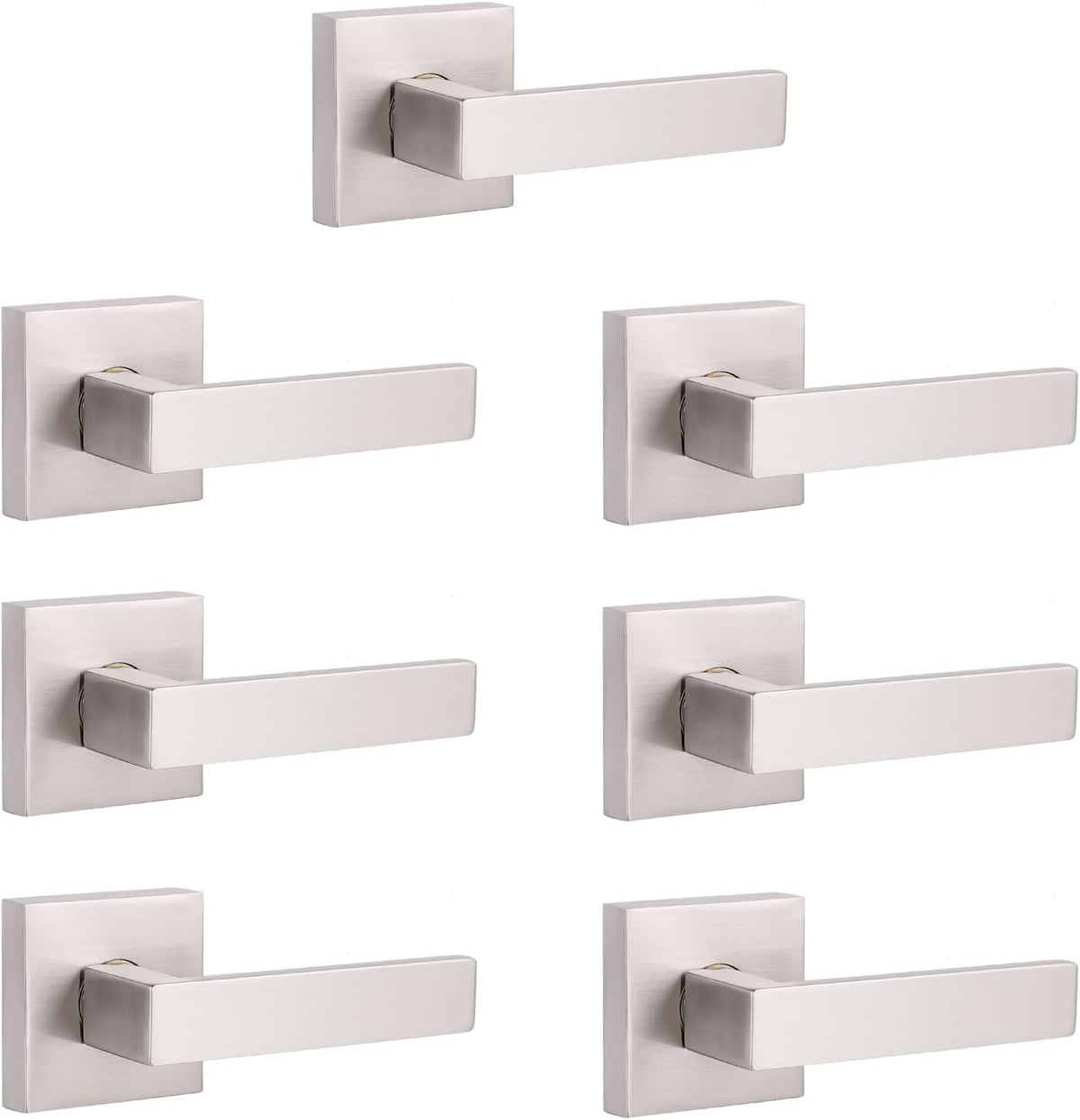Brushed Nickel Square Entrance Door Lever with Deadbolt Locksets, 2 Pack G3441