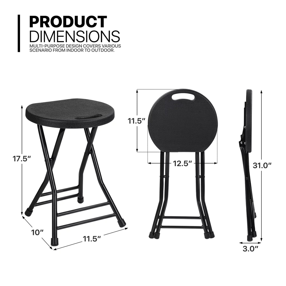 7 Pieces 5 FT Folding Round Table and Chair Set Black C775