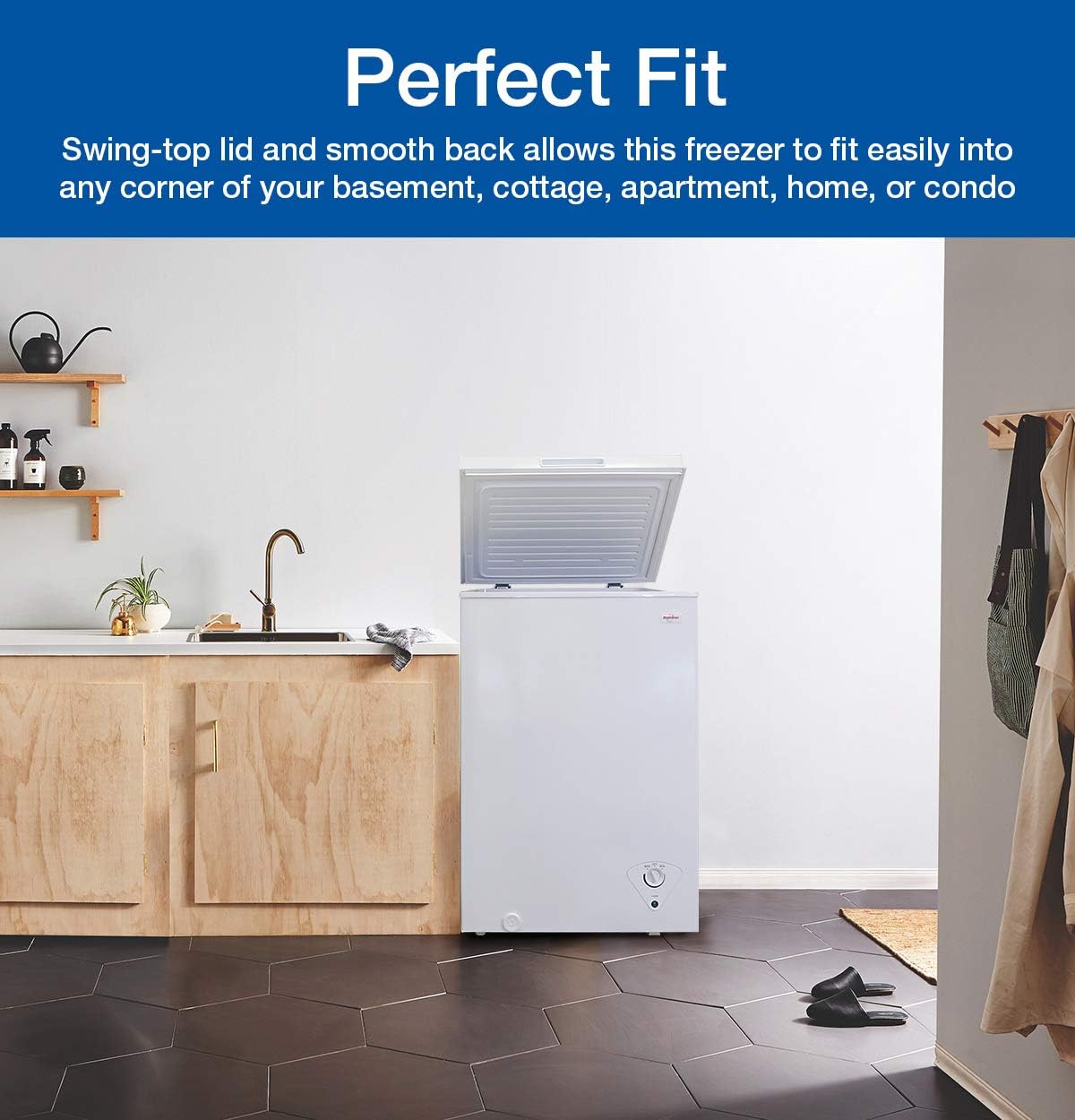 Compact Chest Freezer with Flip-Up Lid, 3.5 Cubic Feet Capacity Q257656
