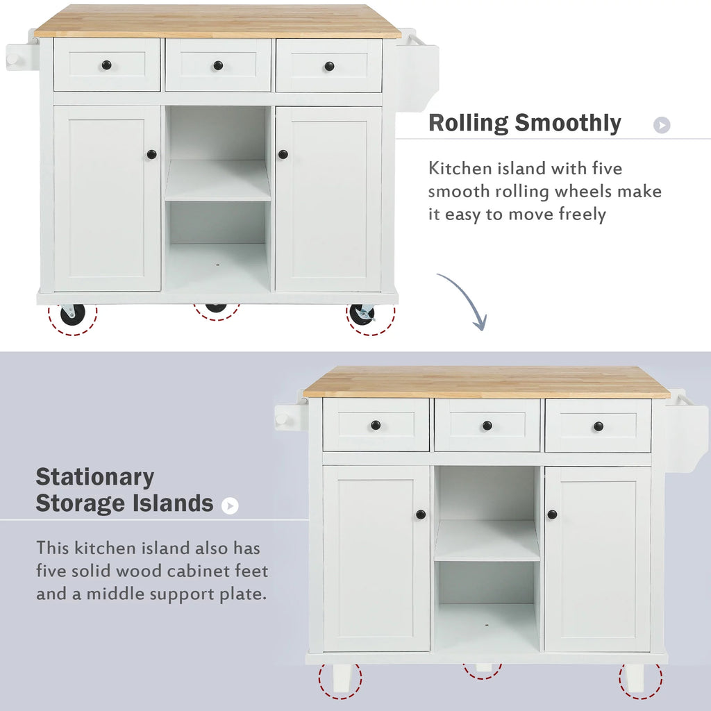 White Kitchen Island with Storage K642