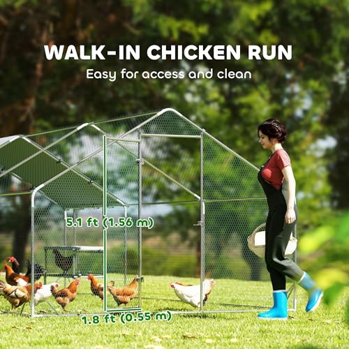 Large Metal Walk in Chicken Coop with Cover J42287