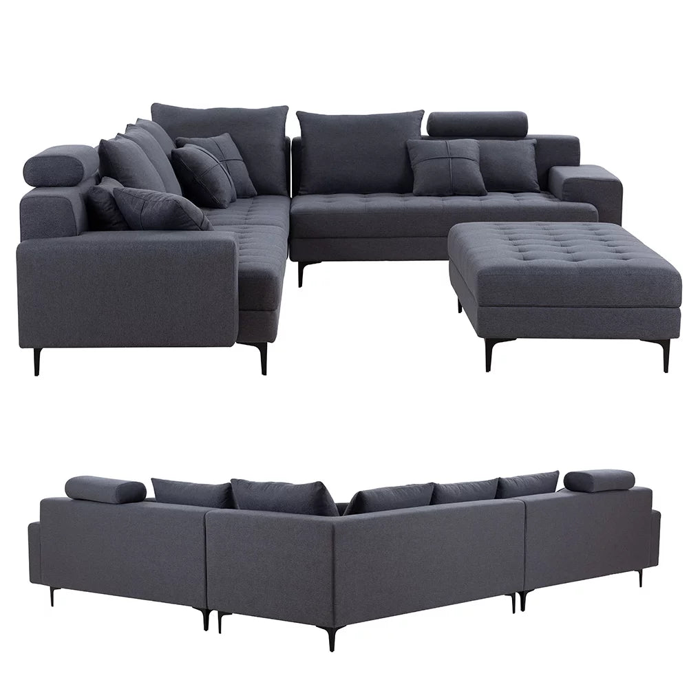 Oversized U Shaped Modular Sectional Sofa with Storage Ottoman E7251