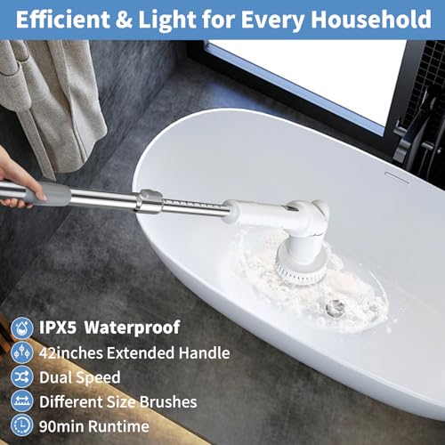 Cordless Electric Spin Scrubber with 8 Brush Heads Z727220