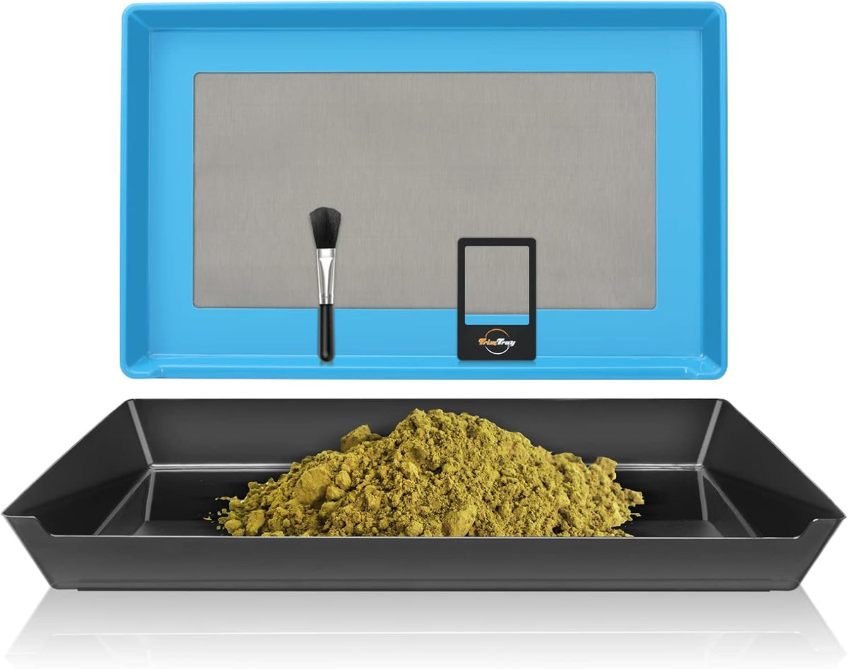Black & Blue Bud Trimming Tray with 150 Micron Kief Screen, Pack of 2 T40939