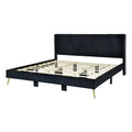 Solid Wood & Velvet Platform King Size Bed in Black J184