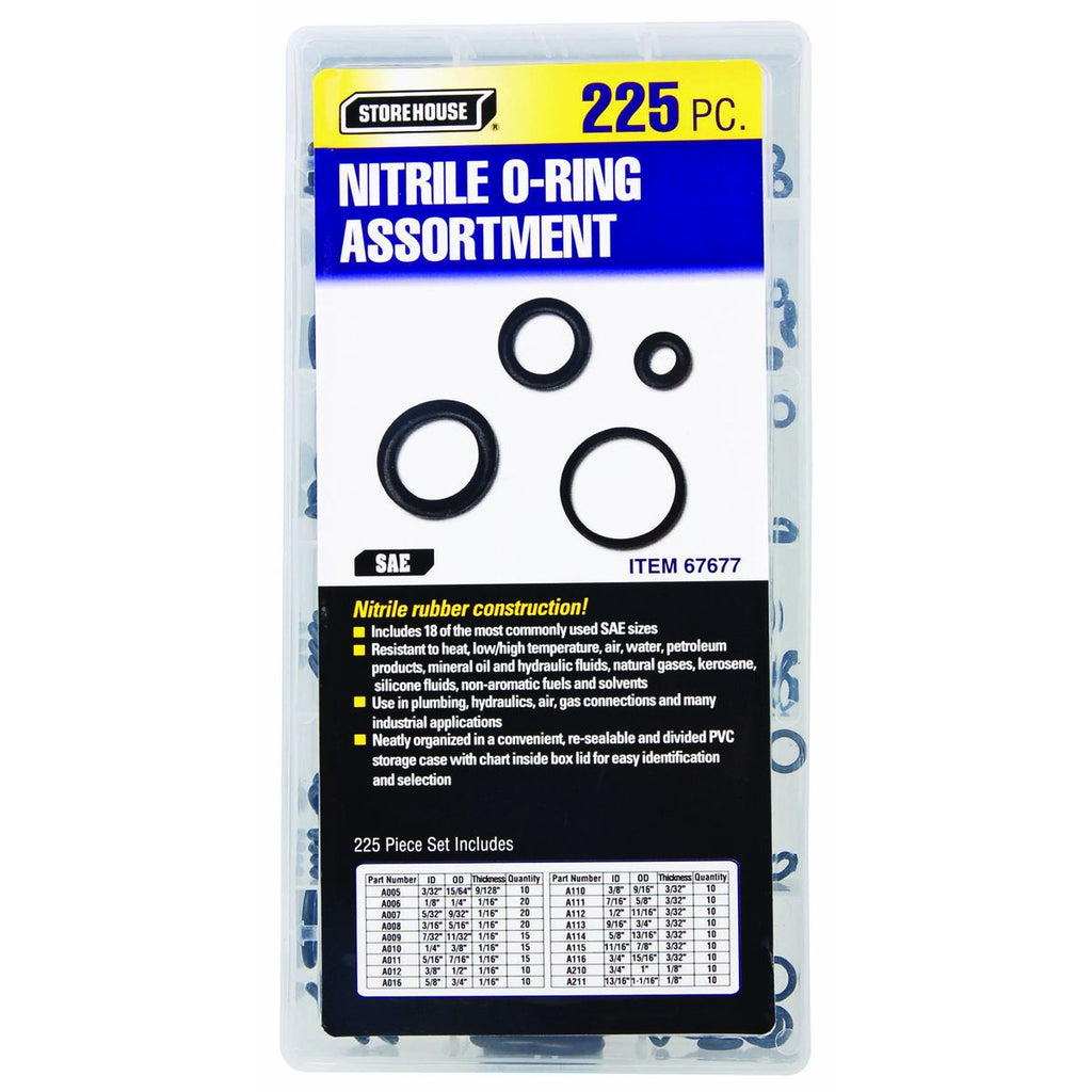 Nitrile O-Ring Assortment, 225 Piece Z767