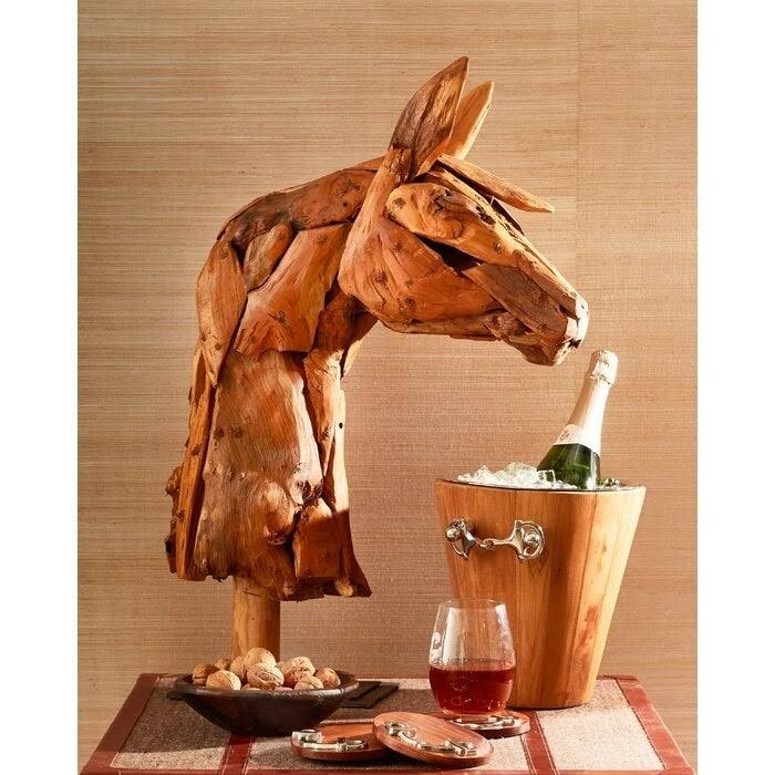 Driftwood Horse Head on Stand B881517