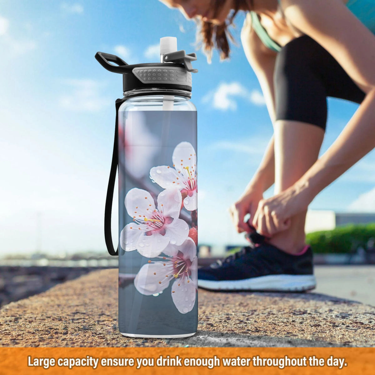 Clear 32oz Tritan Water Bottle with Straw T33912