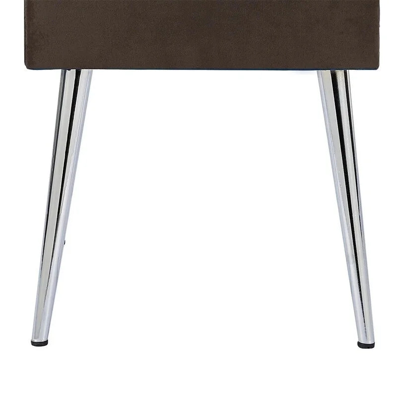 Brown Velvet 2 Drawer Solid Wood Bedside Table M2511