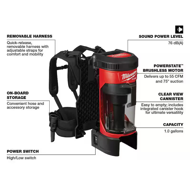18-Volt Lithium-Ion Brushless Cordless 3-in-1 Backpack Vacuum S865