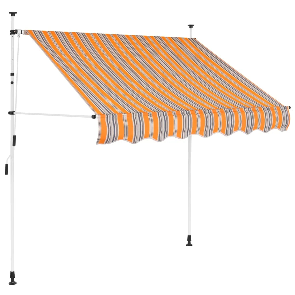 Manual Retractable Awning 59" Yellow and Blue Stripes G957
