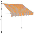 Manual Retractable Awning 59" Yellow and Blue Stripes G957