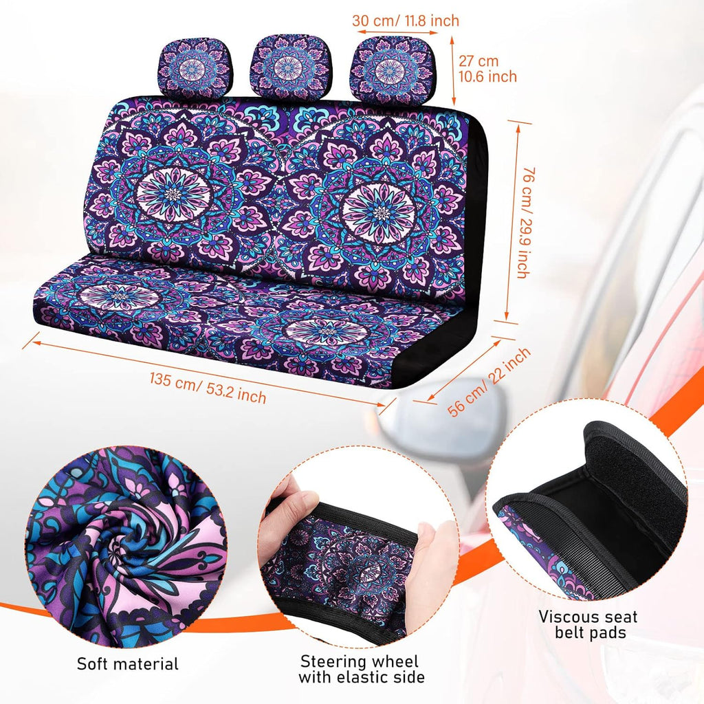 Purple Mandala Car Accessories Set D6859