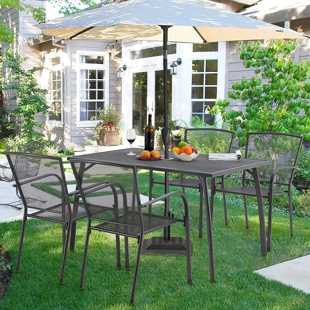 5-Piece Metal Patio Dining Set with 4 Stackable Chairs U475