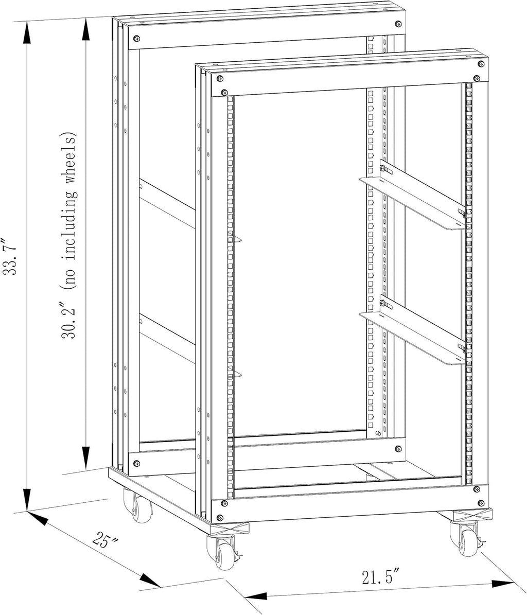 15U 4 Post Open Frame 19inch Steel Rack 24inch Deep A701640