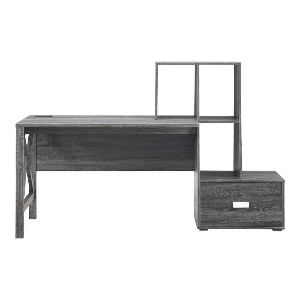 Contemporary Distressed Gray Wood Desk U1572