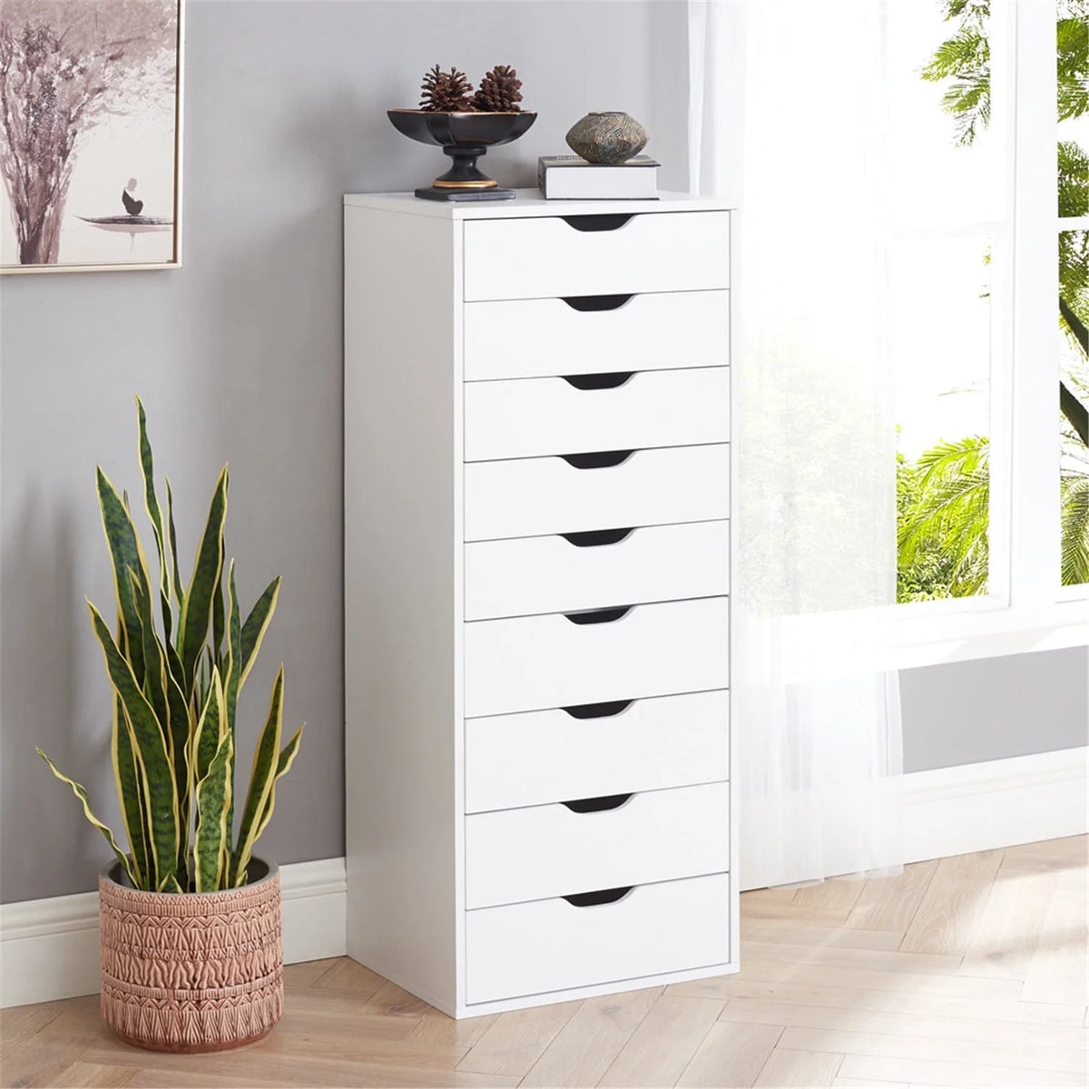 6 Drawer Grey Dresser with Wheels L419