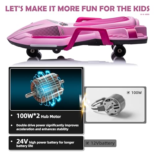 24V 200W Motor LED Light Up Electric Drift Kart S54113