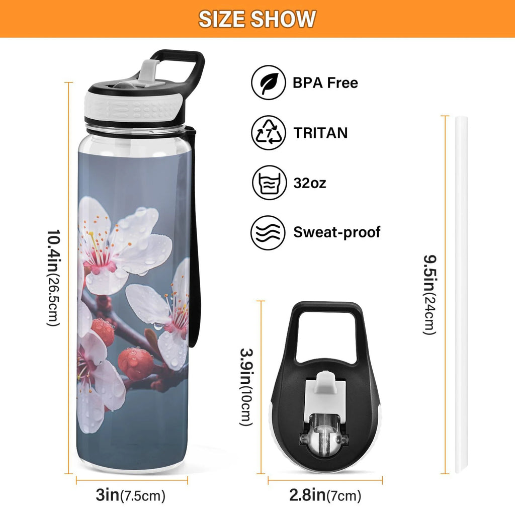 Clear 32oz Tritan Water Bottle with Straw T33912