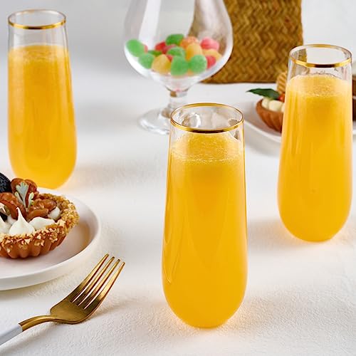24 Pack 9 Oz Gold Rim Shatterproof Champagne Flutes J12228