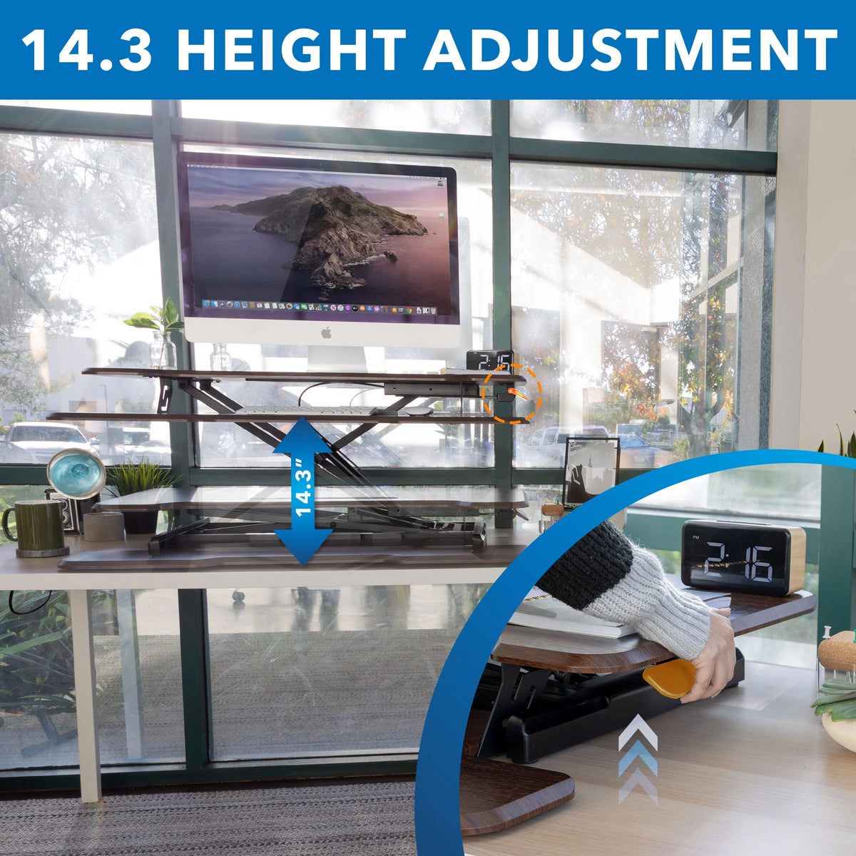 Extra Wide Sit Stand Desk Converter V362
