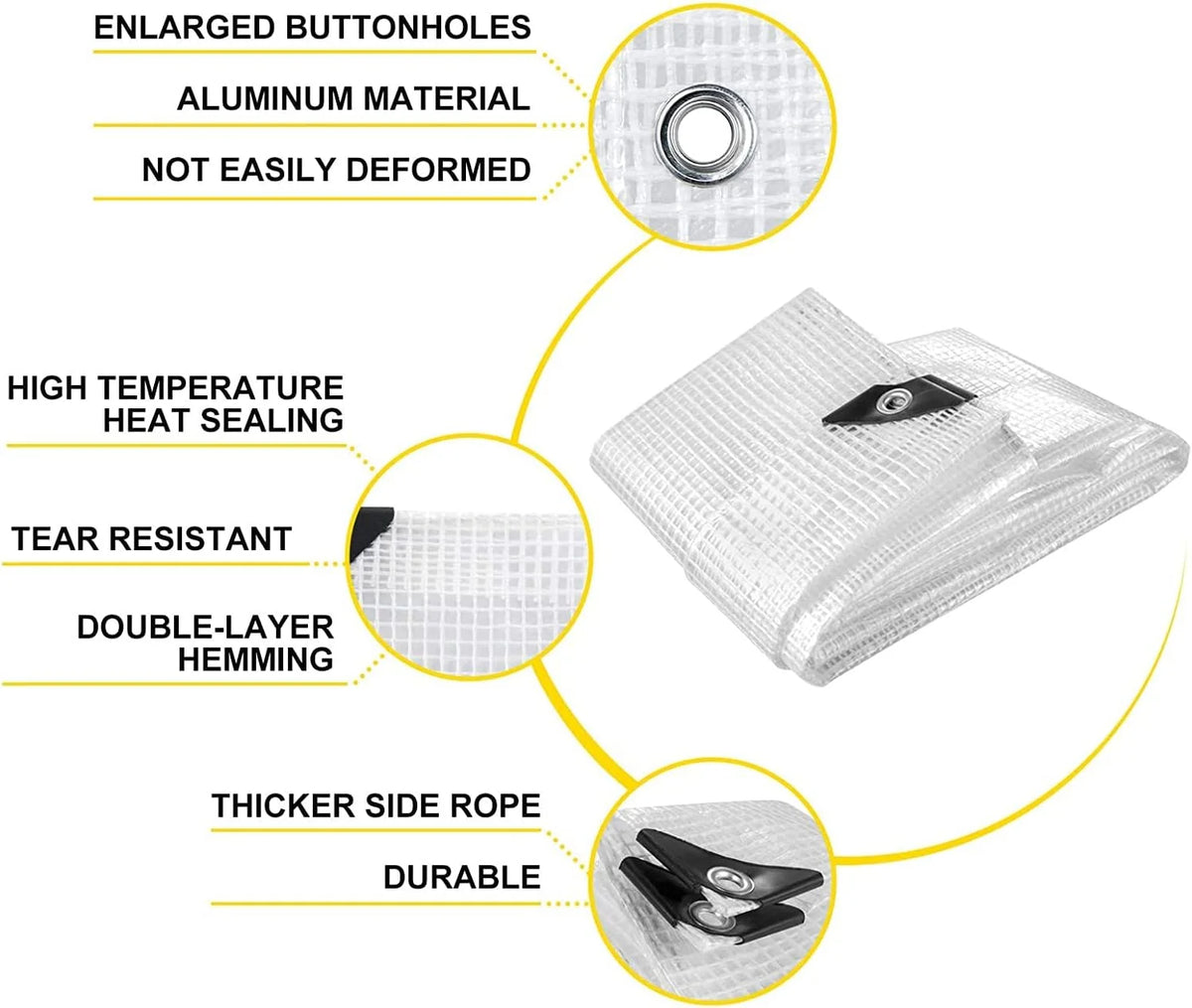 Clear Heavy Duty Waterproof Poly Tarp with Grommets (8 X 10 FT) P23478