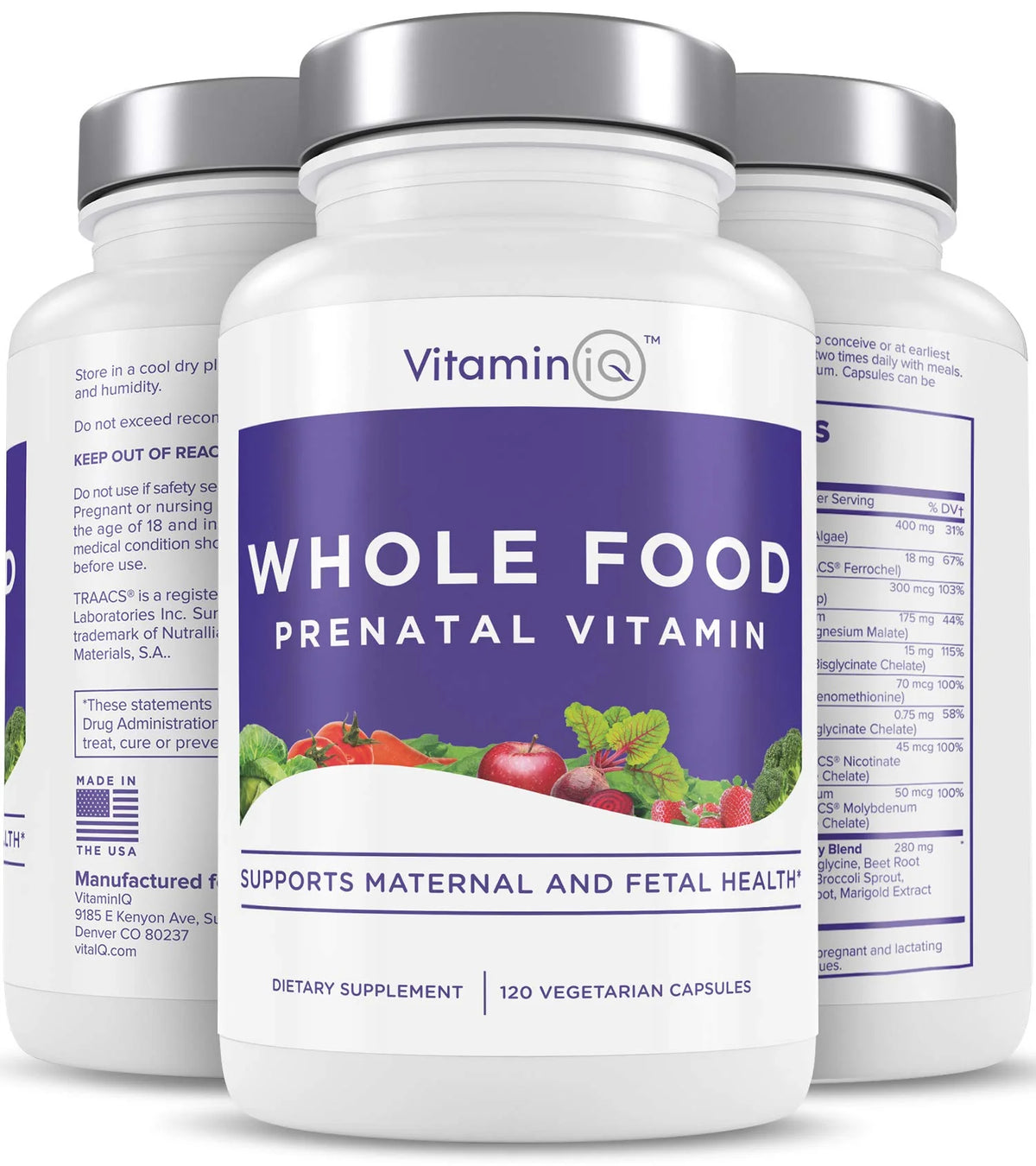 Whole Food Prenatal Vitamins 120 Capsules Vegan W7846