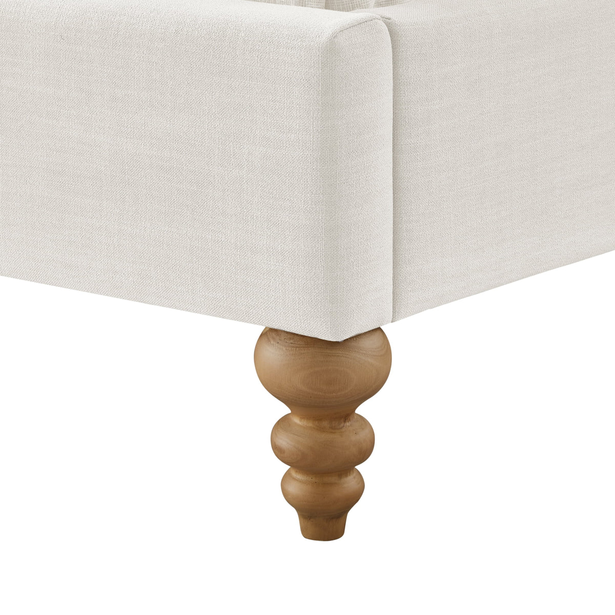 Cream White Tufted Linen Twin Size Bed Frame E519018