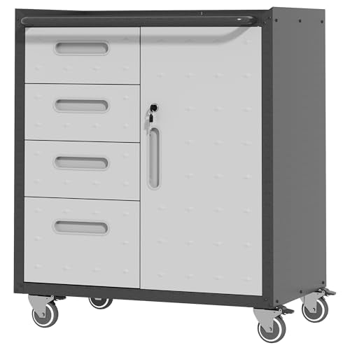 Black Metal Storage Cabinet with Wheels W831568