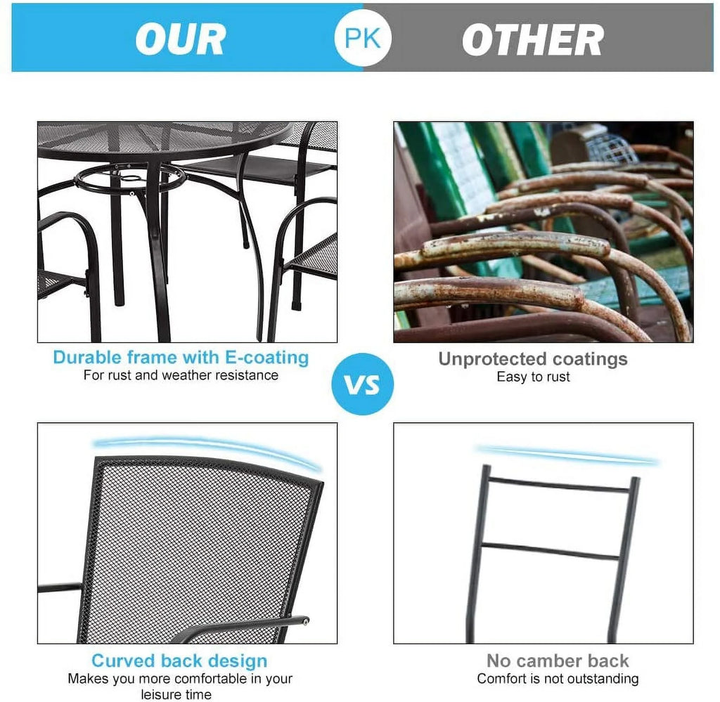 5-Piece Metal Patio Dining Set with 4 Stackable Chairs U475