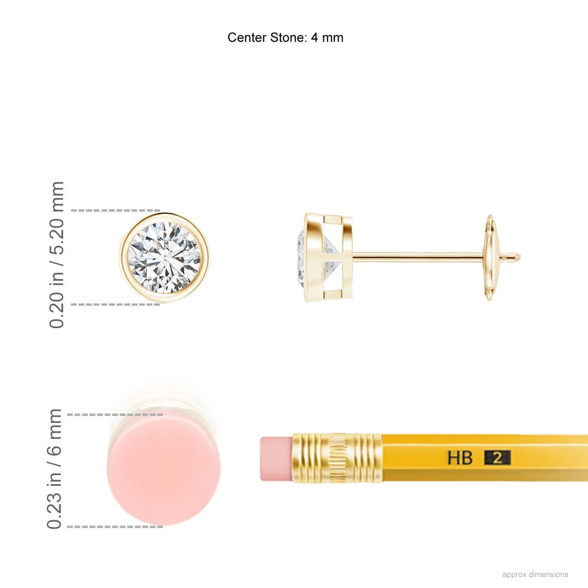 14K Yellow Gold Diamond Solitaire Stud Earrings D94813