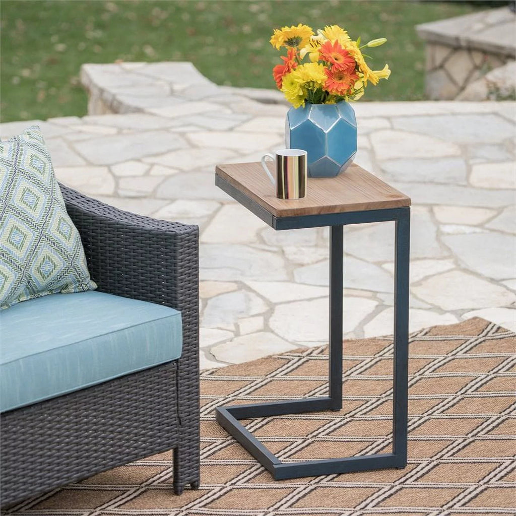 C-Shaped Accent Table in Brown and Black A79428