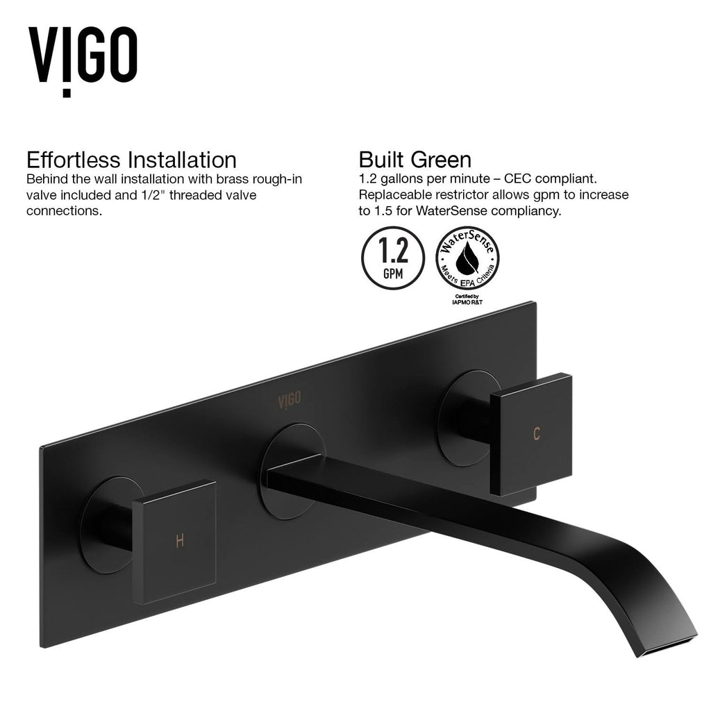 Matte Stone Vessel Bathroom Sink Set with Wall Mount Faucet in Matte Black Z68792