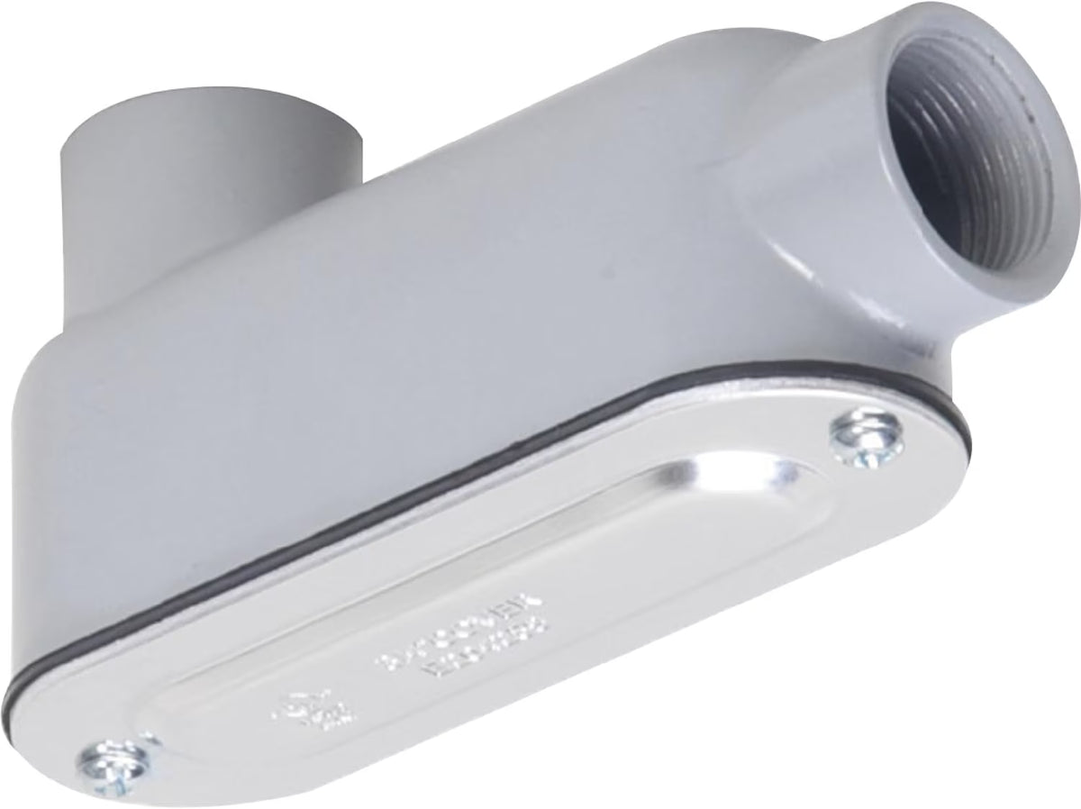 3/4-Inch Gray Cast Aluminum Threaded Conduit Body with Stamped Steel Cover K6089