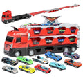 Mega Hauler Truck with Ejection Race Track, Folding Storage Transporter Toy with 8 Cars F5637