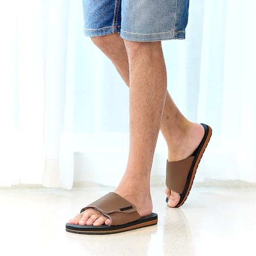 Black Adjustable Slip On Open Toe Memory Foam Slide Sandals T82655