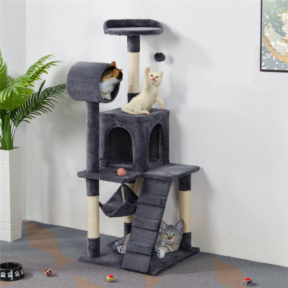 51" Cat Tree Tower Condo Scratcher Gray Q77402