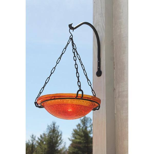 12 in. Mandarin Crackle Birdbath with Tripod Stand D2022