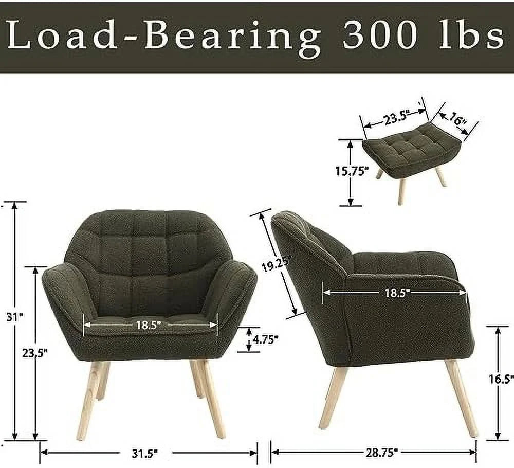 48" Small Upholstered Linen Loveseat Sofa with Wood Legs E543