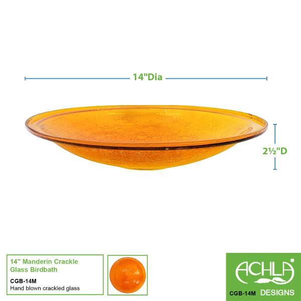 12 in. Mandarin Crackle Birdbath with Tripod Stand D2022