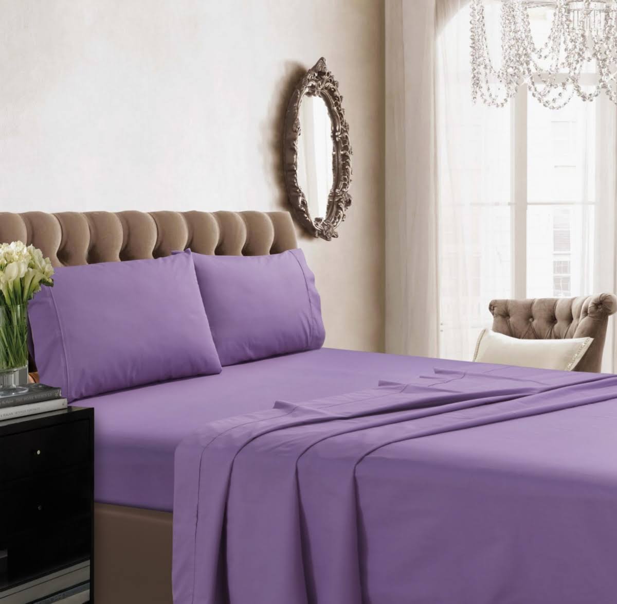 Light/Pastel Purple Percale Extra Deep Pocket Sheet Set Z606358