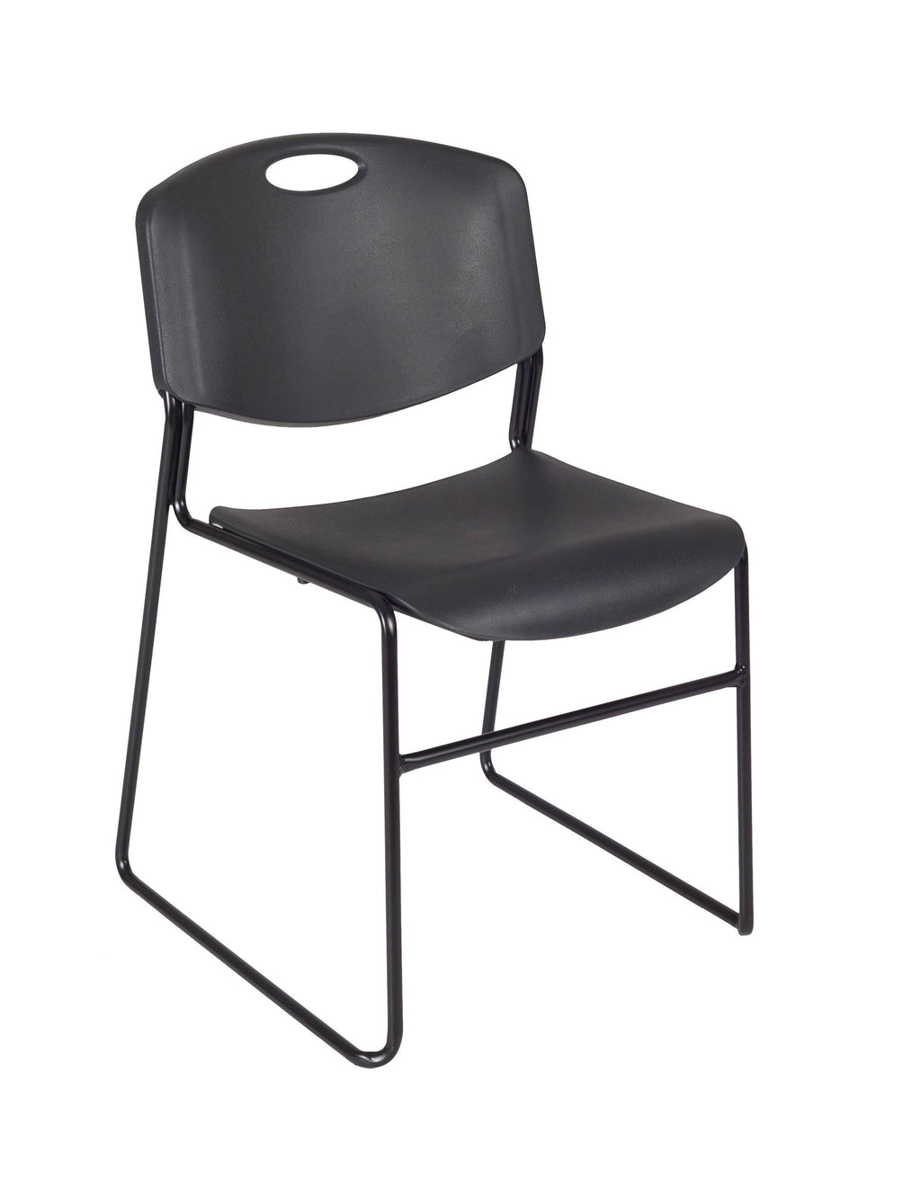 Beige Round Breakroom Table with 4 Black Stack Chairs I713543