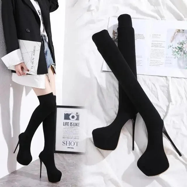 Cotton Over Knee-Length Boots T2164