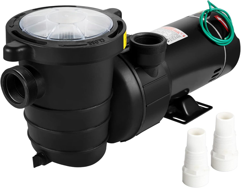 1HP 110V 5220GPH Self-priming Swimming Pool Pump with Strainer Basket and 2pcs 1-1/2'' NPT Connectors D844