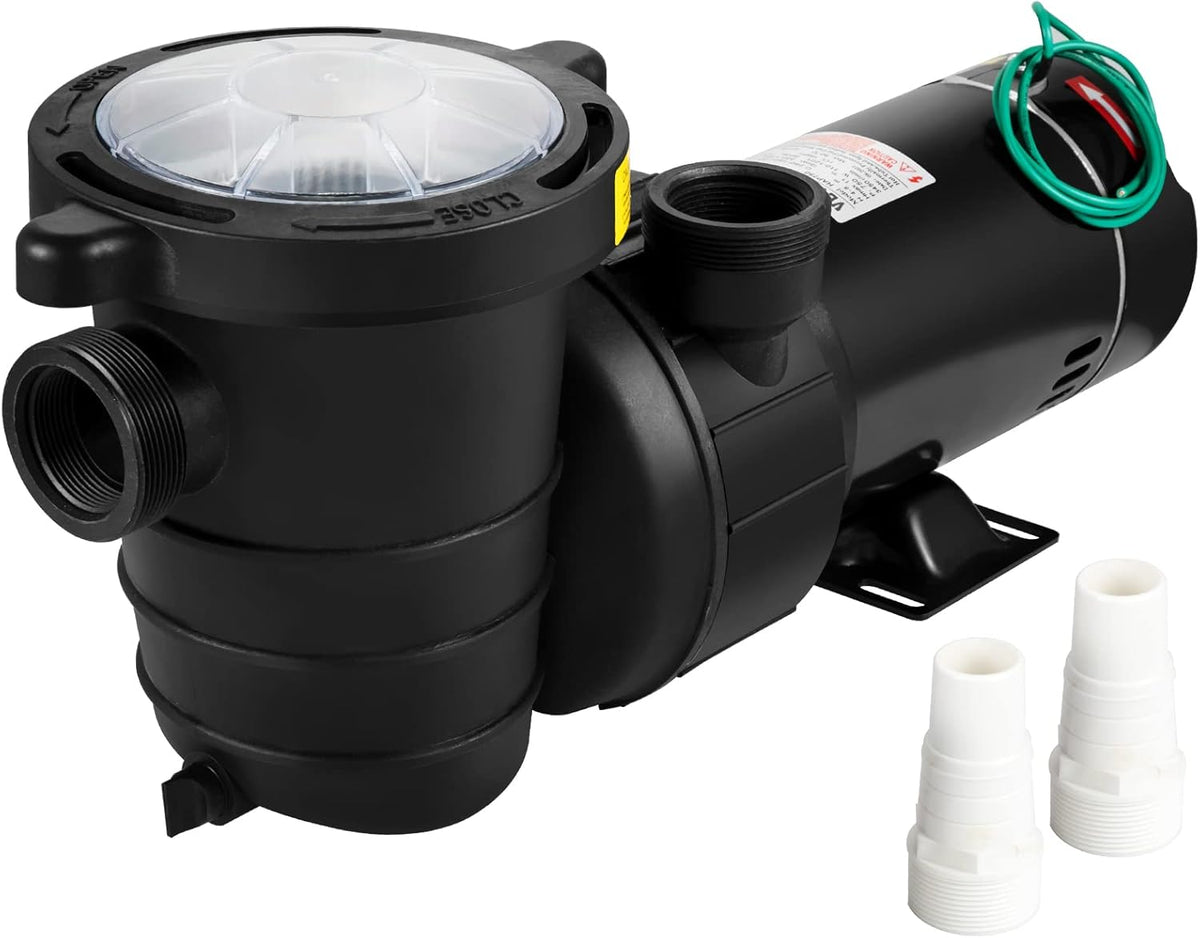 1HP 110V 5220GPH Self-priming Swimming Pool Pump with Strainer Basket and 2pcs 1-1/2'' NPT Connectors D844