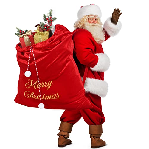 Burgundy Velvet Christmas Drawstring Gift Bags M322