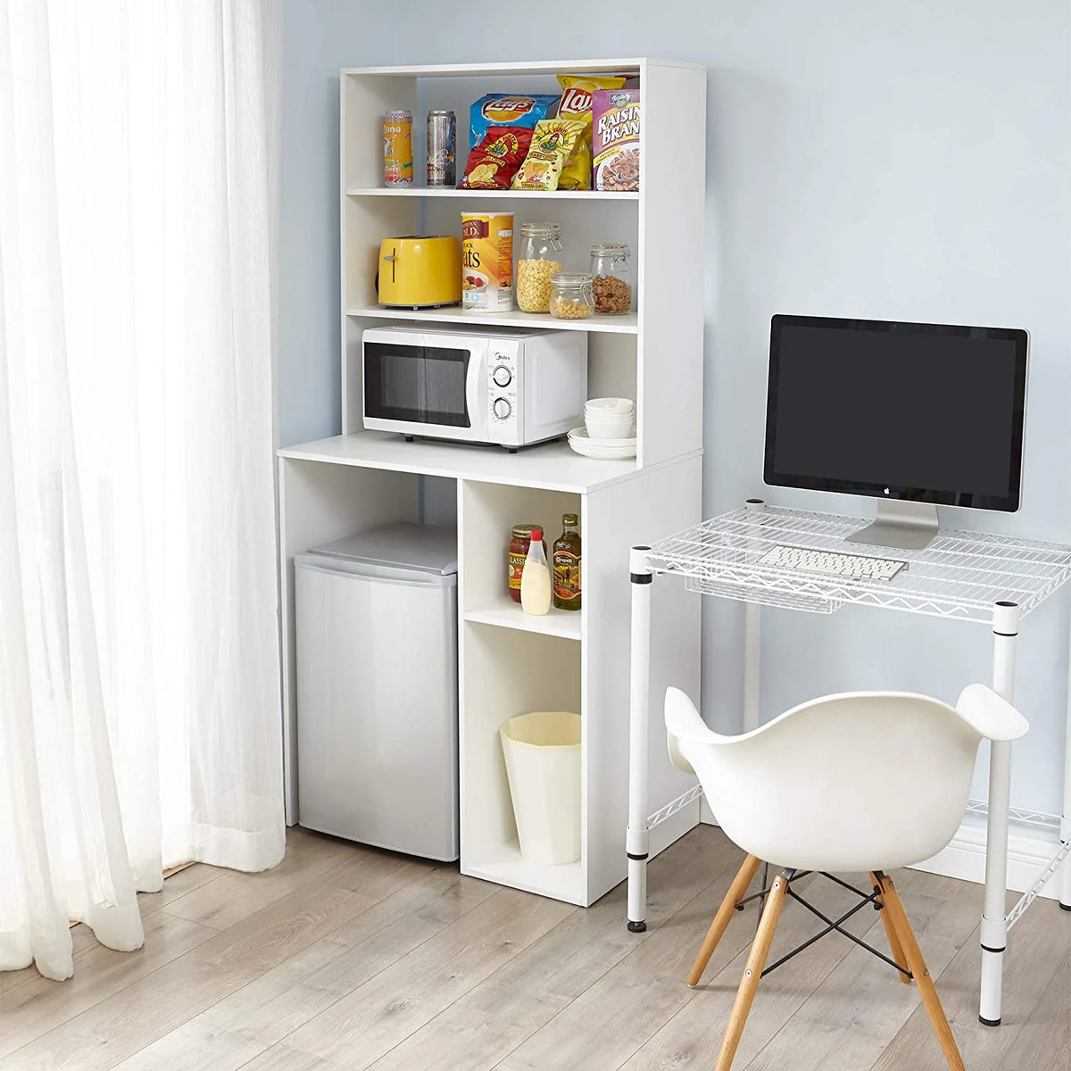 White Mini Fridge Dorm Station with Top M17318